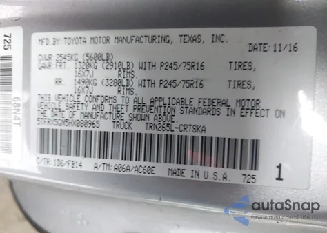 2017 Toyota Tacoma Sr from USA, damaged, VIN 5TFRX5GN5HX080965